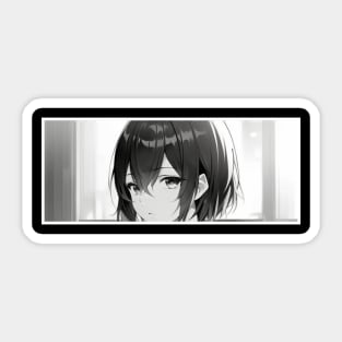 Very Sad Anime Girl Intense Eyes Sticker